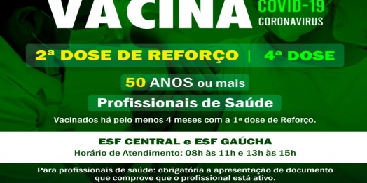 São Miguel do Iguaçu começa a aplicação da 2ª dose de reforço para população de 50 anos ou mais e profissionais da Saúde