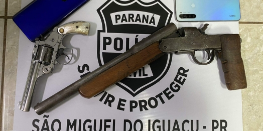 São Miguel: Pol. Civil prende homem, recupera objetos roubados e apreende armas de fogo