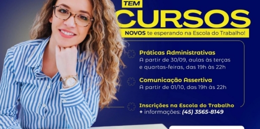 SMI: Escola do Trabalho abre inscrições para cursos gratuitos de práticas administrativas e comunicação Assertiva