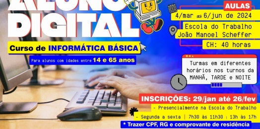 SMI: Governo Municipal abre na segunda-feira (29) inscrições para o curso ‘Aluno Digital’