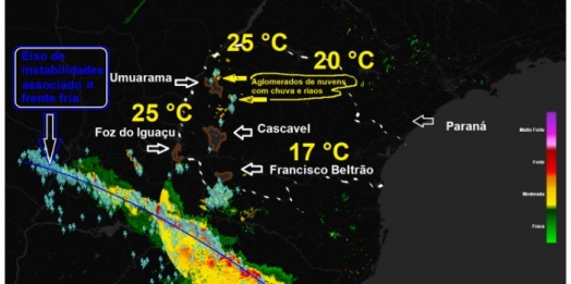 Tempo muda na região oeste e Simepar alerta para temporais