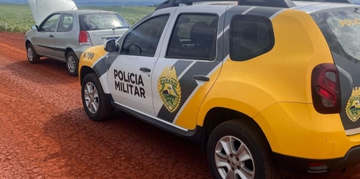 Veículo roubado é recuperado pela Polícia Militar em estrada rural