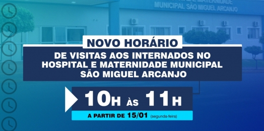 Visita aos internados no Hospital e Maternidade Municipal será das 10 às 11hrs a partir de segunda (15)