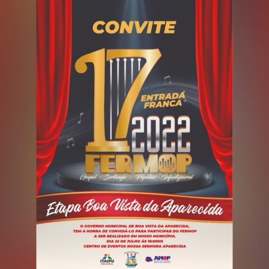 17º Fermop começa nesta sexta-feira em Boa Vista da Aparecida