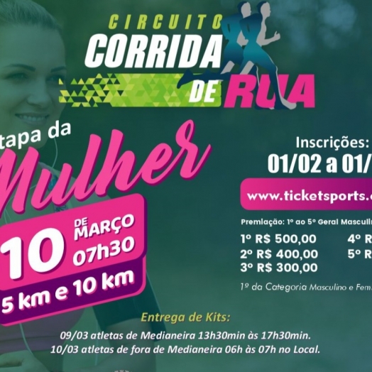 Abertas as inscrições para a Etapa da Mulher do Circuito de Corridas de Rua de Medianeira