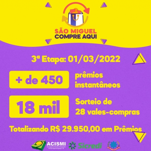 Acismi inicia 3ª etapa da Campanha São Miguel Compre Aqui quase R$ 30mil em prêmios