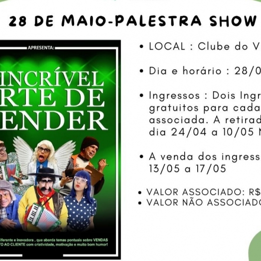 ACISMI promove a palestra show ‘A incrível arte de vender’ no dia 28 de maio