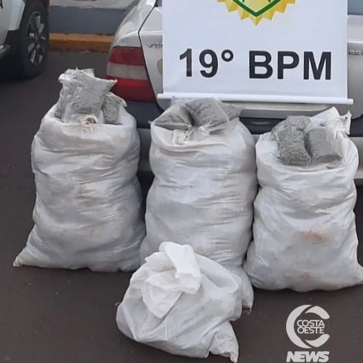 Após tentativa de abordagem em São Pedro, PM apreende 100 kg de maconha em Ouro Verde do Oeste