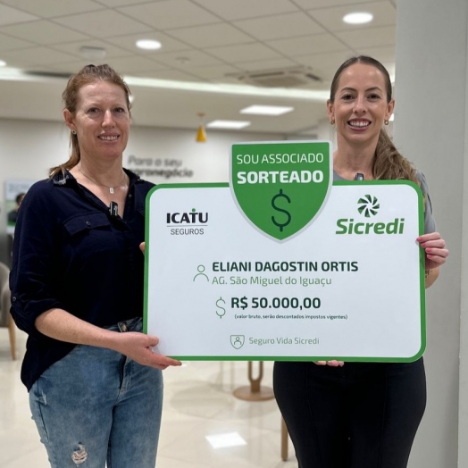 Associada Sicredi é contemplada com prêmio de R$ 50 mil em sorteio de seguro de vida