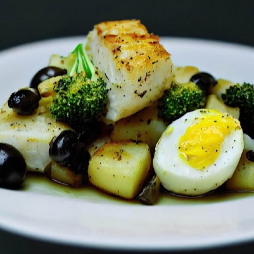 Bacalhau assado com batatas
