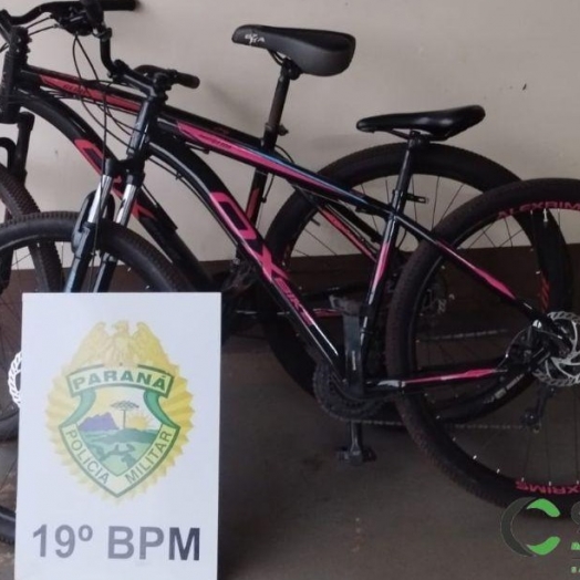 Bicicletas furtadas em Entre Rios do Oeste são recuperadas em Santa Helena pela PM