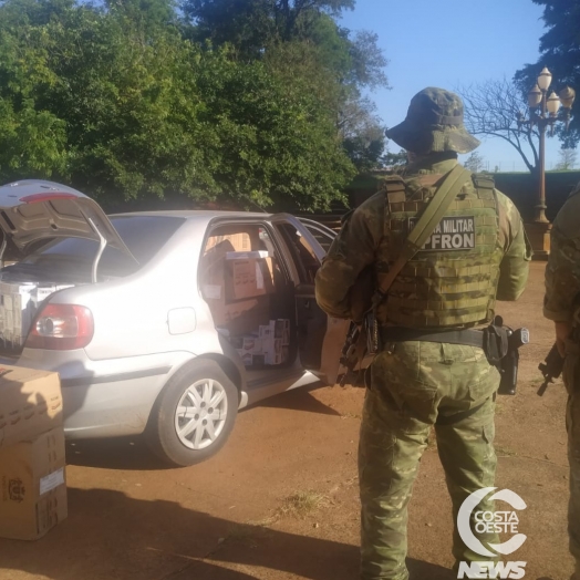 BPFRON e BOPE apreendem veículo carregado com cigarros em Entre Rios do Oeste