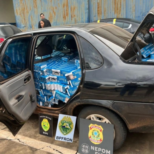 BPFRON e NEPOM apreendem veículo com cigarros em Missal