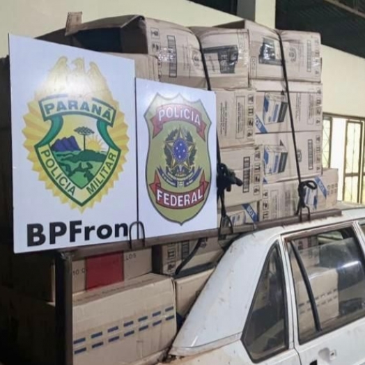 BPFRON e Polícia Federal apreendem veículo carregado com cigarros contrabandeados em Guaíra