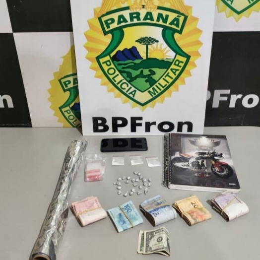 BPFRON prende homem com mandado de prisão em aberto por furto e apreende drogas em Guaíra