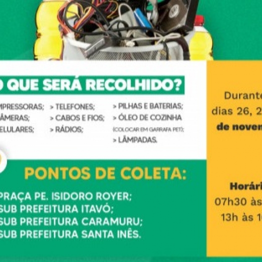 Itaipulândia: Campanha de recolha de lixo eletrônico e óleo de cozinha