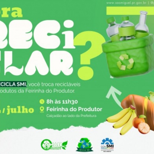 Campanha Recicla SMI de julho será realizada neste sábado (11)