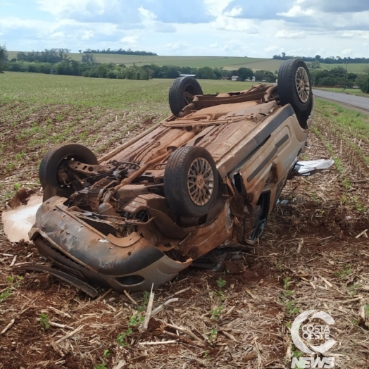 Capotamento é registrado em rodovia que liga Missal à Itaipulândia