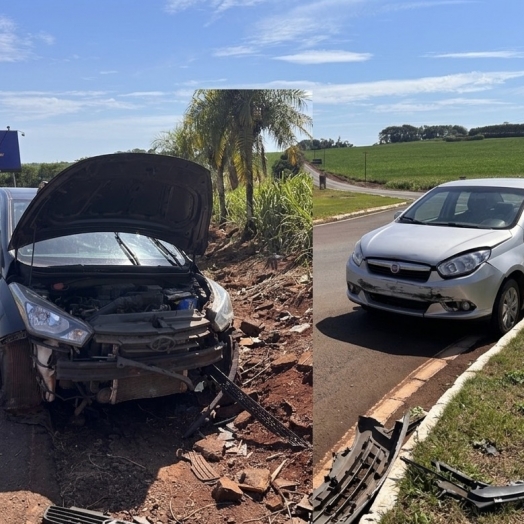 Colisão entre dois veículos deixa gestante ferida no trevo de Itaipulândia