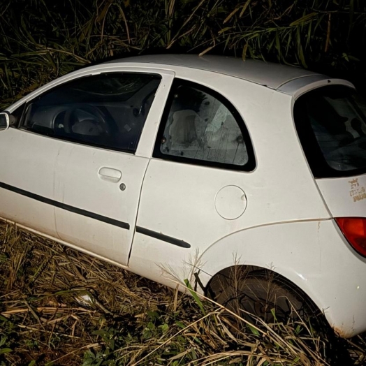 Condutor perde controle e veículo para em vegetação na PR 317 em Santa Helena