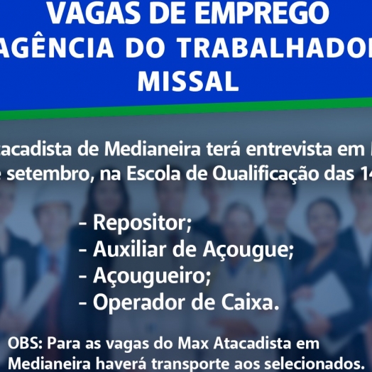 Agência do trabalhador de Missal oferece diversas oportunidades de emprego