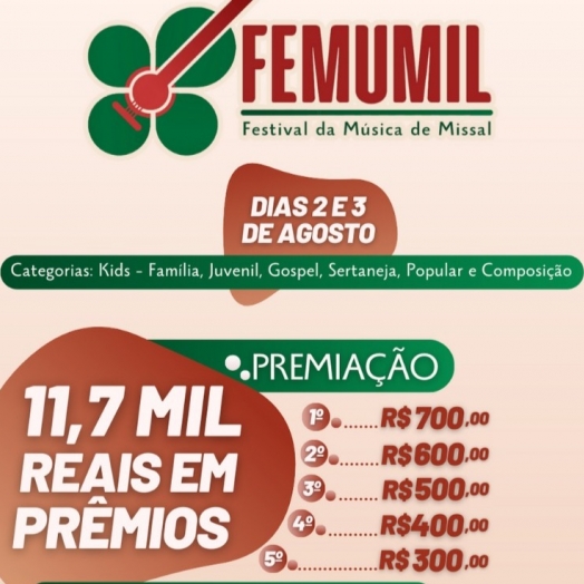 Confira o Regulamento do II Festival de Música de Missal