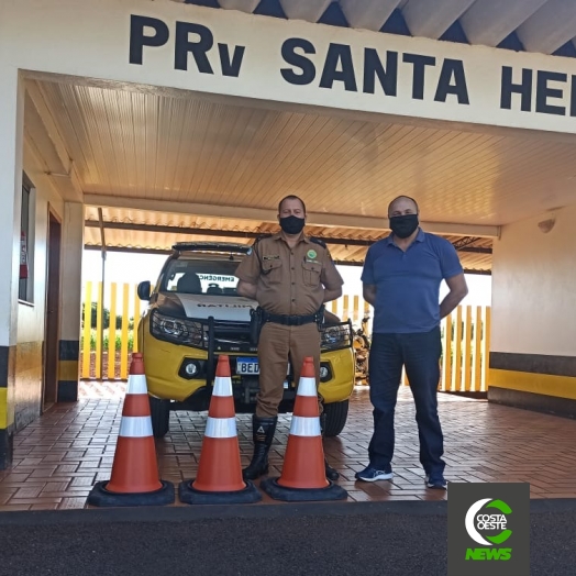Conseg de Santa Helena realiza entrega de cones sinalizadores para a Polícia Rodoviária Estadual