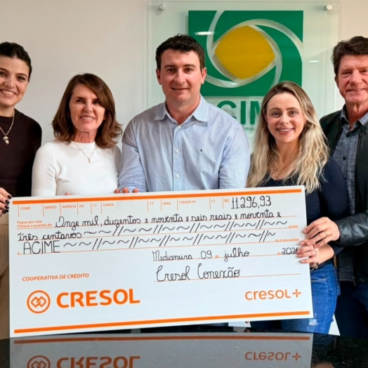 Cooperados da Cresol Conexão destinam mais de R$ 11 mil para a ACIME por meio do programa Cresol+