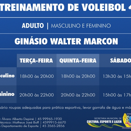 Departamento de Esportes de São Miguel do Iguaçu inicia treinamento de voleibol para adultos