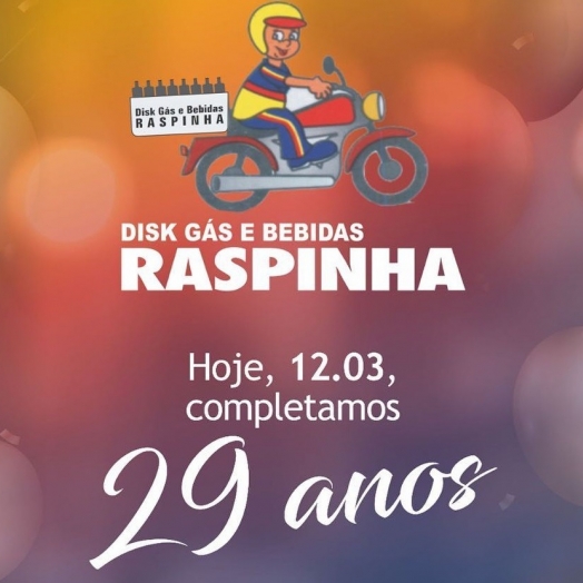 Disk Gás e Bebidas do Raspinha celebra 29 anos e agradece amigos e clientes