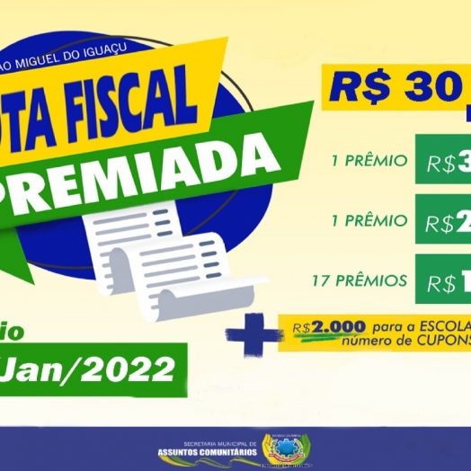 Governo de São Miguel realizará sorteio da campanha Nota Fiscal Premida na quinta-feira (20)
