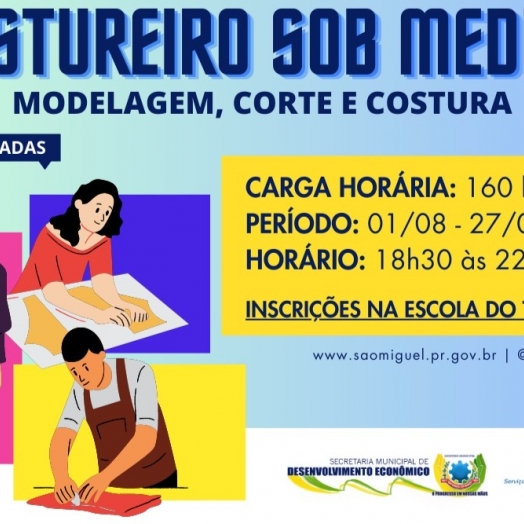 Governo Municipal abre inscrições para curso de costureiro sob medida