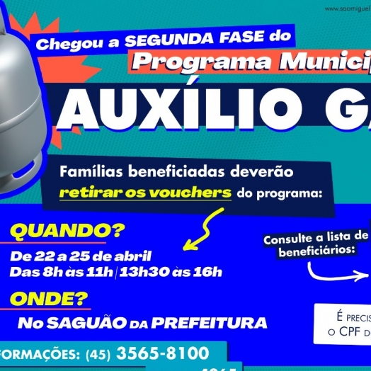 Governo Municipal entrega vouchers da segunda fase do programa ‘Auxílio Gás’ na próxima semana