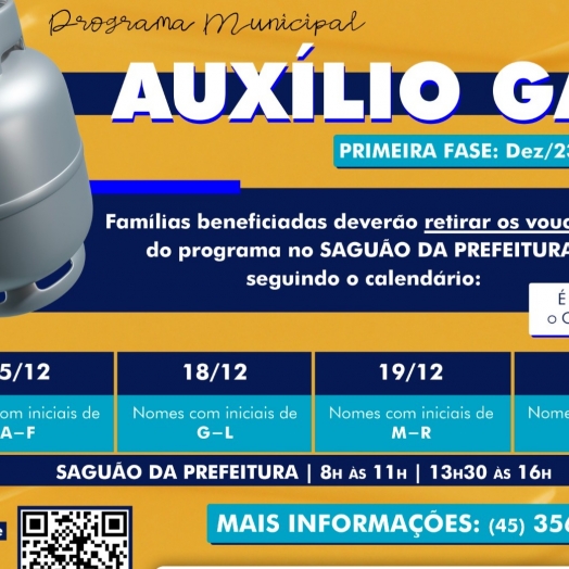 Governo Municipal institui o programa ‘Auxílio Gás’ e inicia entrega de vouchers nesta sexta-feira (15)