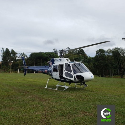 Helicóptero do Consamu realiza transferência de jovem de 18 anos em Vera Cruz do Oeste
