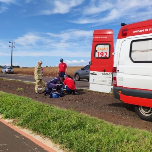 Homem fica ferido em queda de moto na PR 488 em Santa Helena