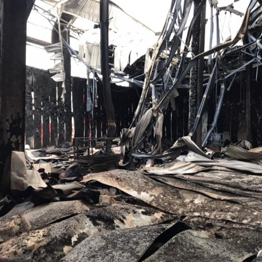 Imagens mostram estragos causados por incêndio no canteiro de obras da Frimesa em Assis Chateaubriand