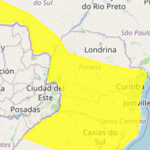 INMET alerta para risco de tempestade para região oeste entre domingo, 06, e segunda, 07