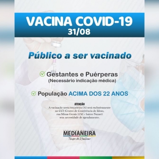 Medianeira começa a vacinar população com 22 anos ou mais