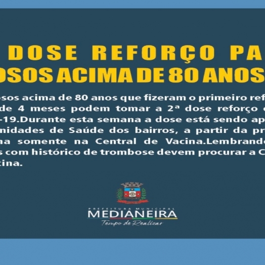 Medianeira inicia a aplicação da 2ª  dose de reforço para idosos acima de 80 anos