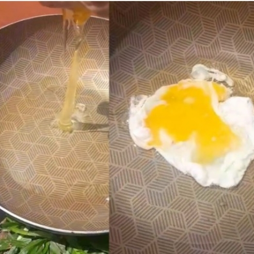 Morador do Paraná aproveita dia de calor para fritar ovo na calçada de casa