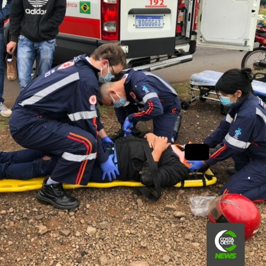 Motociclista fica ferido em acidente na PR 488 em Santa Helena