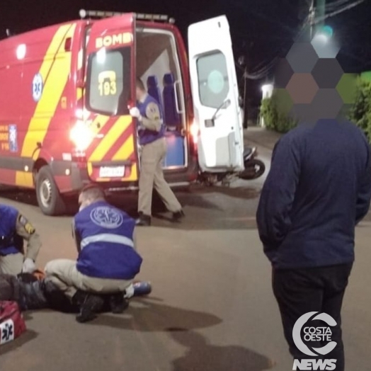 Motociclista fica ferido após acidente na Rua Iguaçu, em Medianeira