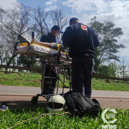 Motociclista fica ferido após sofrer queda na BR-277, em São Miguel do Iguaçu