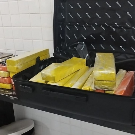 Mulher é presa com 32 kg de maconha em ônibus na BR-277