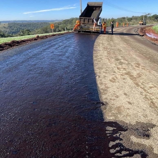 Nova estrada pavimentada entre Santa Helena e Ramilândia chega a 59,6% de execução