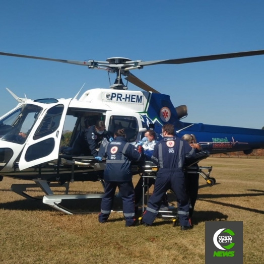 Paciente com suspeita de AVC em Santa Helena é transportado de helicóptero para Toledo