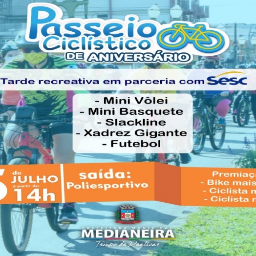 Para comemorar seus 62 anos Medianeira realiza no dia 25 de Julho o Passeio Ciclístico de Aniversário