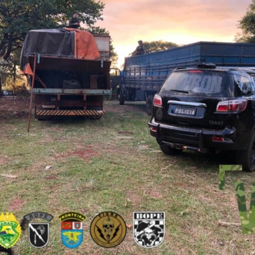 PF e BPFron apreendem caminhões com cigarros contrabandeados em São José das Palmeiras