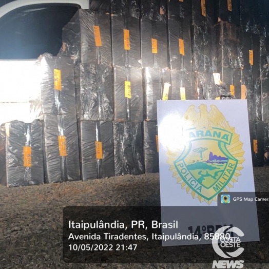 Polícia Militar de Itaipulândia apreende veículo com cigarros contrabandeados